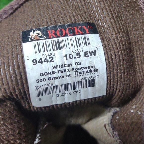 VINTAGE ROCKY CAMO GORE-TEX BOOTS MENS SIZE 10.5 HUNTING OUTDOORS INSULATED - Picture 4 of 9